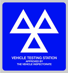 Blue MOT Vehicle Testing Station sign